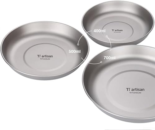 Piatto ultraleggero in titanio, piatto da campeggio all'aperto, piatto portatile con sacco portaoggetti, per viaggi, picnic, escursioni (700 ml), IX5Z6QX6T52Y051C97Y57JQABA - Ysert