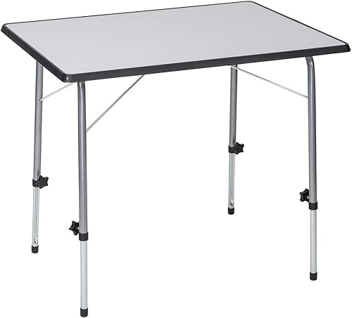 Berger Tavolo da campeggio pieghevole in alluminio e legno MDF | Tavolo da giardino, da esterno o interno, regolabile in altezza | Ivalo I 80x60 cm - Ysert