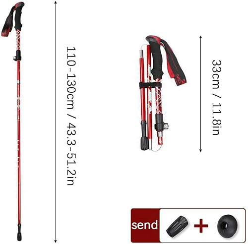 Bastoncini Trekking Pieghevoli, Bastoni Montagna Trekking, Bastoni Trekking Telescopico, Adatto Per Ghiaia, Ghiaia, Fango o Neve Per Fornire Un Supporto Affidabile e Presa Sicura In Ogni Terreno - Ysert