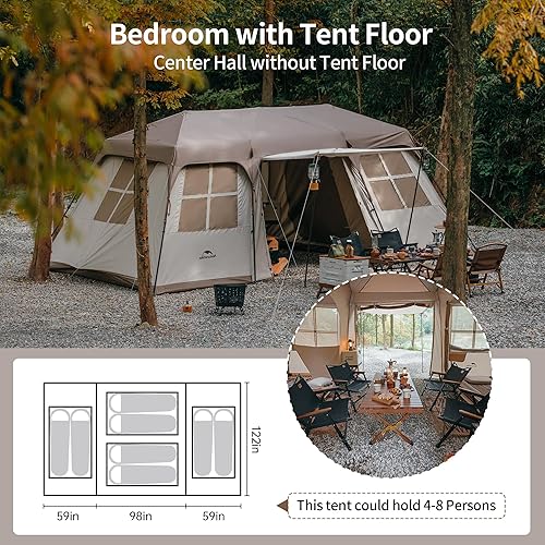 Naturehike Village 17.0 ㎡ Tenda familiare pop-up tenda da campeggio, tenda da campeggio per 4-6 persone, grande tenda a tunnel con colonna d'acqua 2000 mm - Ysert