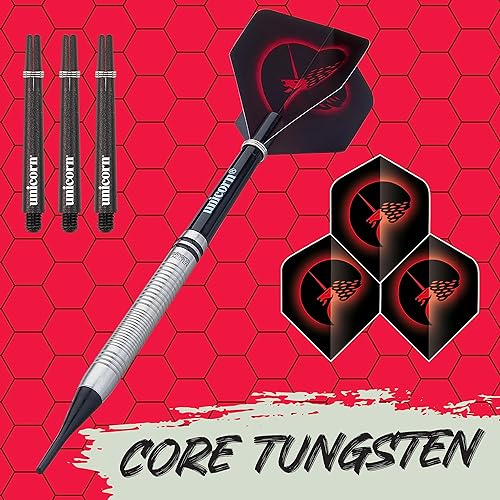 Unicorn - Set di Freccette con Punta Morbida, Corpo in tungsteno, 17 g, 18 g, 19 g o 20 g - Ysert