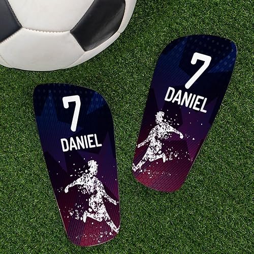 Wanapix | Parastinchi da Calcio Personalizzati per Bambini | Finitura Premium e Texture Esagonale | Con Foto, Nome e Numero| Protezione Completa - Ysert