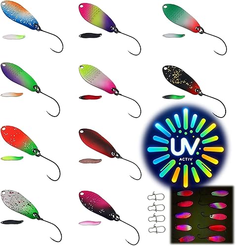 Messeneuheit 2024 - Set di spoon per trote, ultra leggero (selezionabile 2,5 g/1,7 g), accessori per la pesca alla trota - Ysert