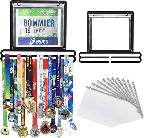 Medagliere da Parete in Metallo - Espositore Porta Medaglie e Pettorale da Gara - Appendi Medaglie da Muro per Atleti, Sportivi, Runner, Ginnastica, Nuoto - Ysert