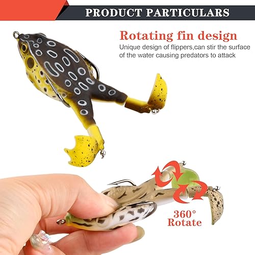3 pezzi di rana da pesca,9 cm Esche per rana doppia elica,Esca artificiale morbida rotante a 360 °,Esca per la Pesca della Rana in Silicone,Esche Rana,per la pesca all'aperto - Ysert