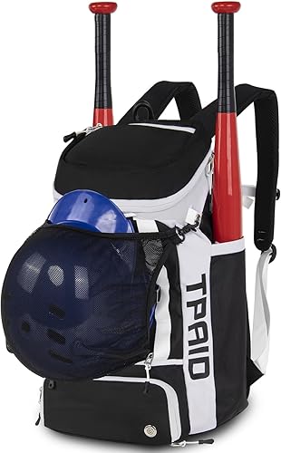TPAID - Zaino da baseball di grande capacità, con scomparto per scarpe e gancio per recinzione, borsa leggera per attrezzatura da baseball, può contenere mazze, caschi, guanti, cappelli, vestiti - Ysert