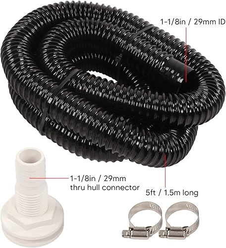 Set Idraulico per Tubo Flessibile per Pompa di Sentina, Tubo in PVC da 5 Piedi per Impieghi Gravosi Diametro 1-1/8 Pollici per Barca - Ysert