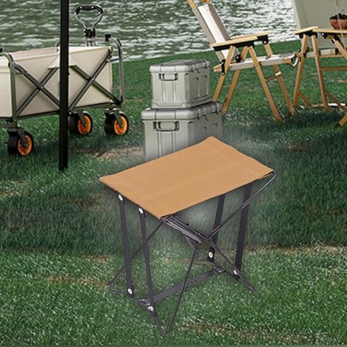 Sgabello da Campeggio Sgabello Pieghevole Portatile sotto poggiapiedi da scrivania Sedia da Sella compatta Poggiapiedi Pieghevole per Barbecue, Cachi - Ysert