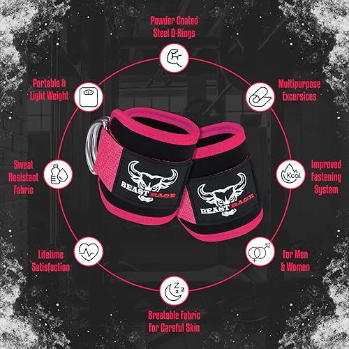 BEAST RAGE Cinturini alla Caviglia, Guanti per Sollevamento Pesi Unisex - Ysert