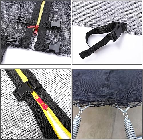 Rete di Sicurezza di Ricambio per Trampolino Rotondo, con Cinghie Regolabili, Cerniera, Fibbia di Protezione (Solo Rete) - Ysert