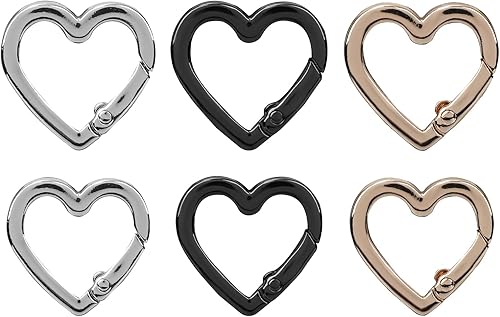 6pz Moschettone a Forma di Cuore Portachiavi, Carino Clip di Bloccaggio Metallo Piccoli Moschettoni Cuore per Chiavi Zaino Guinzagli per Cani & Borracce Attrezzatura da Campeggio (2 Misure) - Ysert