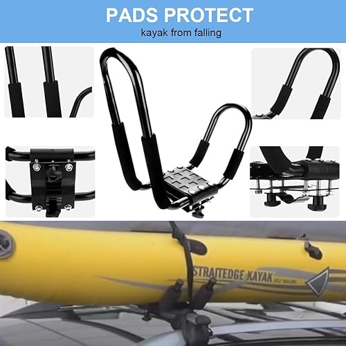 1 paio di barre a J per kayak, supporto per canoa, supporto per il trasporto su rotaia per auto, accessorio per il carico, staffa resistente, universale - Ysert