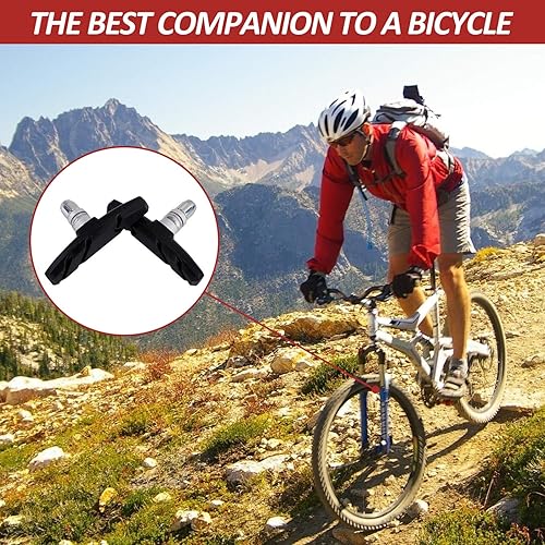Pattini Freno V-Brake Pastiglie Freni Bici 70mm MTB con Dadi Esagonali Chiave Distanziali per Biciclette da Strada e Mountain Nero 4 Paio - Ysert
