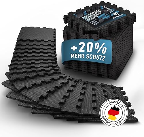 Tappetino protettivo per pavimento [31 x 31 cm] - 18 tappetini extra spessi [20% di protezione in più] - Tappetino protettivo antiscivolo per palestra, fitness, pavimento sportivo, tappetino - Ysert