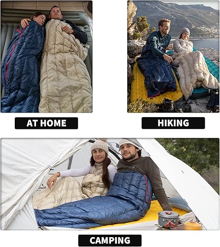 Naturehike 800FP Sacco a pelo ultraleggero da campeggio invernale in piuma d'anatra Sacco a pelo impermeabile in piuma per adulto 200×80cm Da -10 ℃ a 6 ℃ Può essere giuntato Unisex-Blu Navy - Ysert