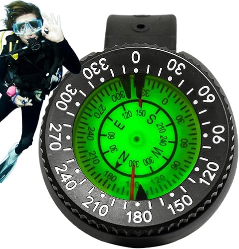Bussola da polso luminosa per immersioni | Bussola luminosa portatile e precisa, strumento di navigazione subacquea, funzionalità di profondità nominale, navigazione all'aperto per immersioni, kayak - Ysert