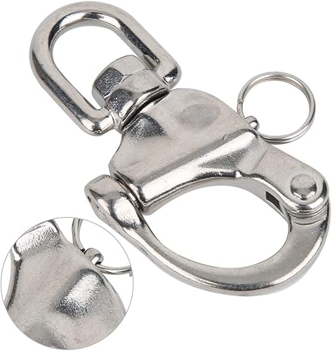 Moschettone a Scatto Occhiello Girevole, moschettone per Arrampicata su Roccia da Alpinismo Gancio a Scatto rapido con Rotazione in Acciaio Inossidabile 316(16 * 87mm) - Ysert