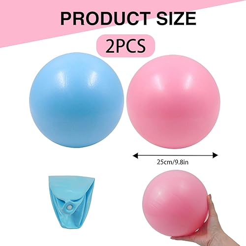 2 Pezzi Set di Palline Pilates 25 cm, Pallone da Ginnastica, Pallone da Yoga, Fitness Ball per Esercizi, Stretching e Riabilitazione, Palline Pilates in Rosa Sakura e Blu Cielo - Ysert