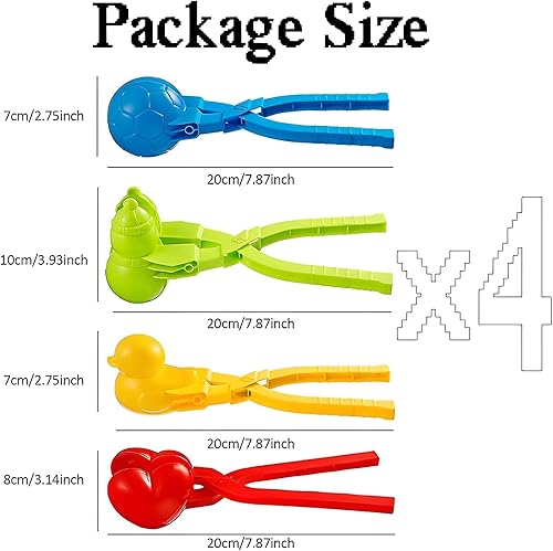 Palla di Neve Creatore,4 Pezzi Clip per Palla di Neve,Giocattoli per Fare Palle Neve,Muffa Palla di Neve per attività All'aperto dei Bambini sulla Neve/Spiaggia,Casuale Clip per Palle di Neve - Ysert