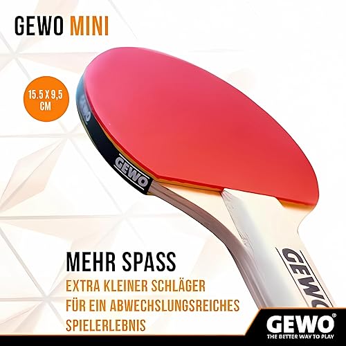 Mini racchetta – Piccola racchetta da ping pong con manico ridotto e lama per racchetta per divertimento – Racchetta completa leggera con rivestimento interno a nodi rossi e neri, 15,5 x 9,5 cm - Ysert