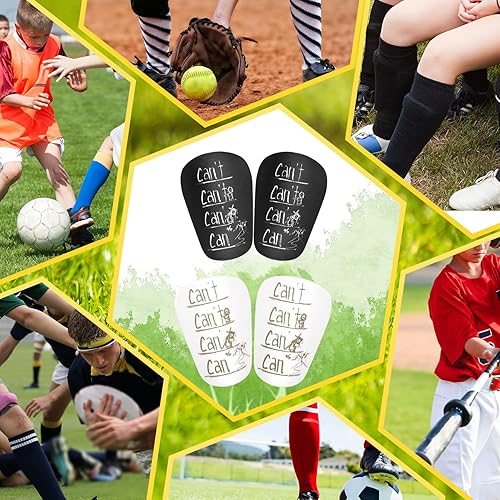 2 Paia Mini Parastinchi da Calcio, 8x5cm Bianco e Nero Stile Lettera Parastinchi da Calcio Mini Parastinchi Attrezzatura per la Protezione Degli Stinchi per Adulti Adolescenti Ragazzi Ragazze - Ysert