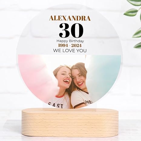 Trofeo Personalizzabile con Nome e Foto | Targa Personalizzata | Plexiglass | Base in Legno Naturale | Rotondo - Ysert