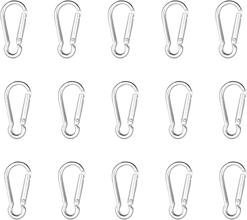 15 moschettoni, diametro filo 4 mm, moschettone piccolo, mini moschettone, robusto moschettone in alluminio, per campeggio, escursioni, viaggi e altro ancora - Ysert