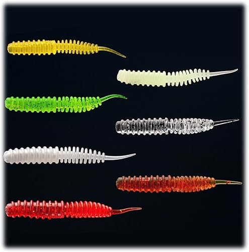 70 Pezzi Kit Di Esche Da Pesca Morbide,6Cm Curly Viper Esca Di Gomma Per Trote, Per Crappie, Luccio, Trota, Minow, Esche Da Pesca A Vermi, Coda Da Pagaia(7Forma) - Ysert