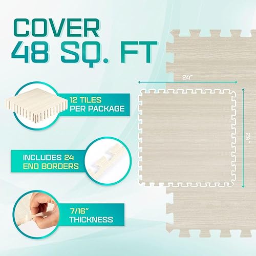 Yes4All 60x60 cm fino a 11,1 m² Set 6/12/30 Piastrelle per pavimenti in schiuma EVA, tappetino in schiuma, tappetino per palestra, tappetino ad incastro per garage, piscina all'aperto - Ysert