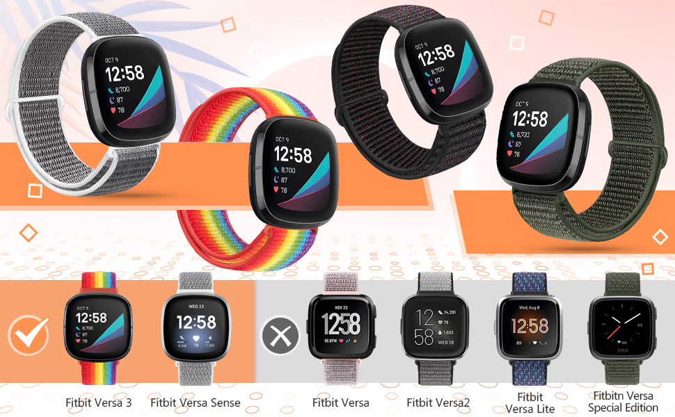 Cinturino in nylon compatibile con Fitbit Versa 3/Fitbit Versa Sense