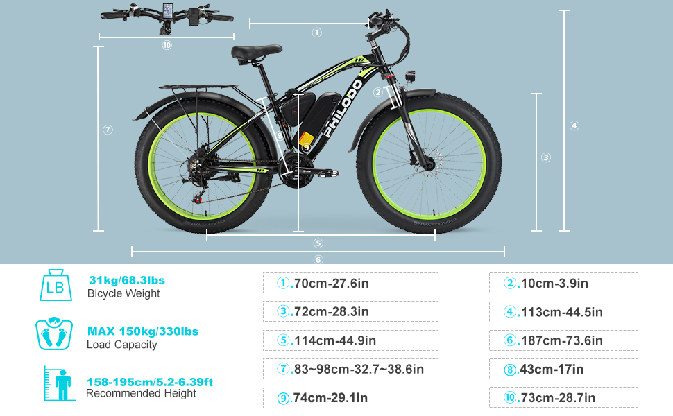 PHILODO bici elettrica bici elettrica per adulti ebike e bici per adulti