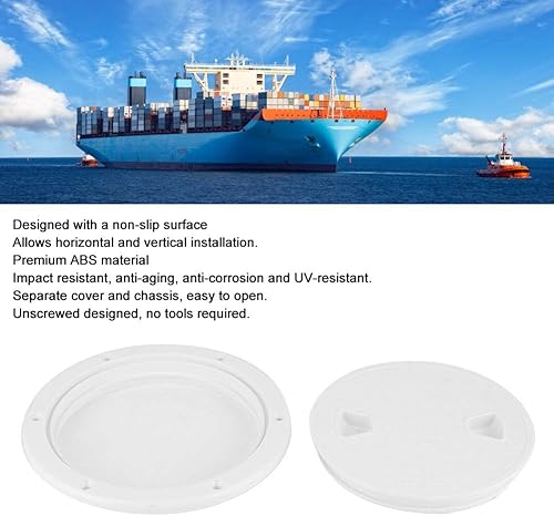 Tissting 15,2 cm Copertura per piastra di coperta per barche, copertura per boccaporto rotonda bianca Twist Out Piastra di coperta per ispezione antiscivolo a tenuta stagna con coperchio staccabile - Ysert