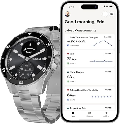 Withings ScanWatch Nova, Smartwatch ibrido per la salute del cuore per uomini e donne - ECG, SpO2, monitoraggio temperatura, sonno, salute respiratoria, ciclo, batteria 30 giorni, per iOS e Android - Ysert