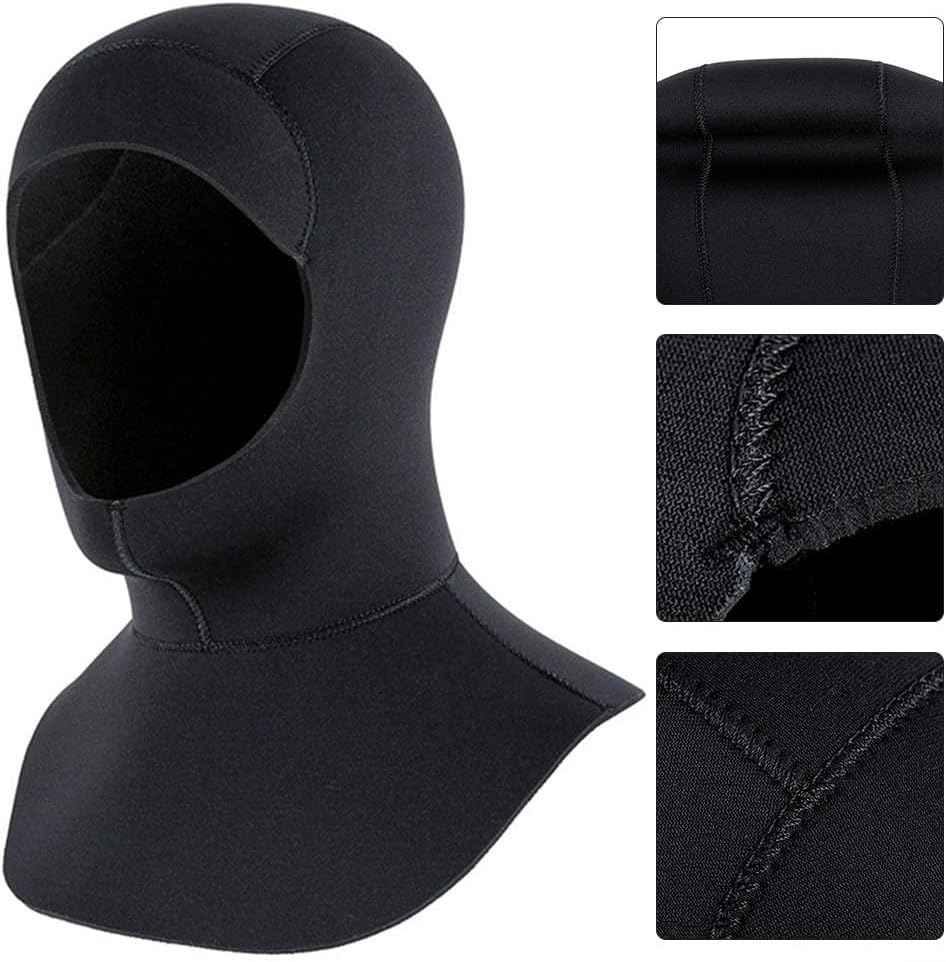 Cappuccio da snorkeling realizzato in neoprene, mantiene la testa calda mentre ti godi il (S/M 3 mm nero) - Ysert