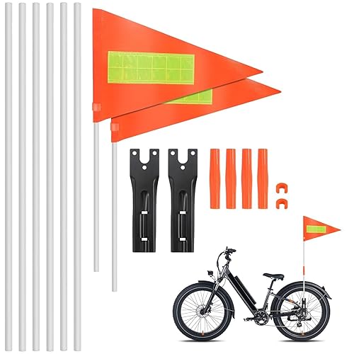 Gagliardetto per Bicicletta, 2 Pezzi Bandiera per Bicicletta 180 Cm Gagliardetto Per Bicicletta Regolabile, Gagliardetto Riflettente per Bicicletta Adatto Alle Biciclette per Bambini (Arancione) - Ysert