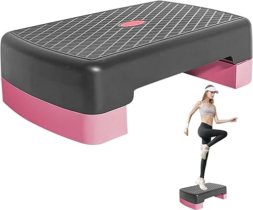 Exercise Step, 17.7 Inch Adjustable Height Aerobic Workout Stepper, Non-Slip Fitness Equipment for Indoor Cardio Training, Home Gym Exercise, Step Aerobics, Weight Loss - Ysert