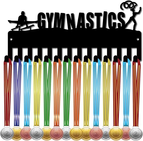 CREATCABIN Porta Medaglie Taekwondo Espositore Medaglie Piccoli Premi Cordini Nastri Organizer Supporto in Metallo Cornice Decorativa Supporto Parete 14 Gancio Atleta Sportivo Nero 29x13cm - Ysert