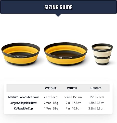 Sea to Summit Frontier Ultralight - Servizio di stoviglie pieghevole per 1 persona (ciotola media, ciotola grande, tazza) - Ysert