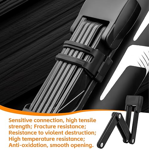 Lucchetto pieghevole per bicicletta con supporto 77 cm di lunghezza, lucchetto per bicicletta ad alta sicurezza, serratura pieghevole con 2 chiavi, ideale per e-bike e-scooter moto - Ysert