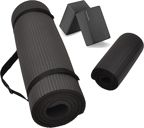 Fitvids - Tappetino da yoga universale ad alta densità, spessore 1,3 cm, resistente agli strappi, con cinghia da indossare e blocchi da yoga opzionali, multiplo - Ysert