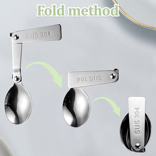 Set di 2 forchette e cucchiai pieghevoli, cucchiaio e forchetta pieghevoli portatili in acciaio inox, per esterni, viaggi, ricambio compatibile con thermos Funtainer da 473 ml - Ysert