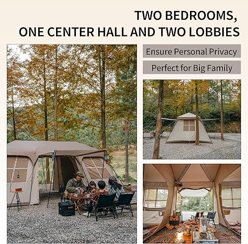 Naturehike Village 17.0 ㎡ Tenda familiare pop-up tenda da campeggio, tenda da campeggio per 4-6 persone, grande tenda a tunnel con colonna d'acqua 2000 mm - Ysert