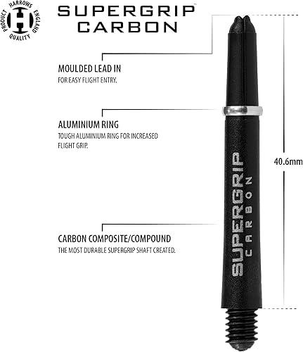 Harrows Alberi Supergrip Carbon Silver, Medio, Flusso Aerodinamico Aumentato, Alberi Dardo, 3 Alberi per confezione, 3 confezioni incluse (9 alberi in totale).. - Ysert