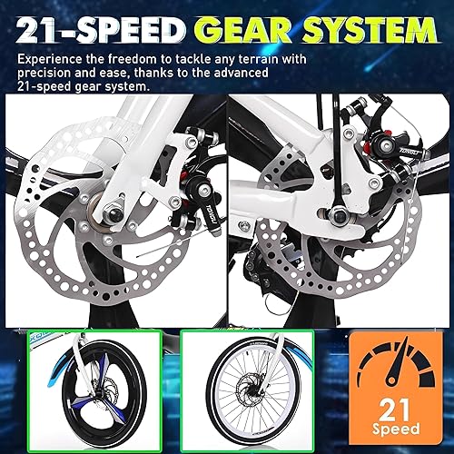 7 Velocità variabile bicicletta Mountain pieghevole 20pollici Telaio in acciaio ad alto tenore di carbonio Folding bike Adatto per Adulti donne uomini e adolescenti Bici da città - Ysert