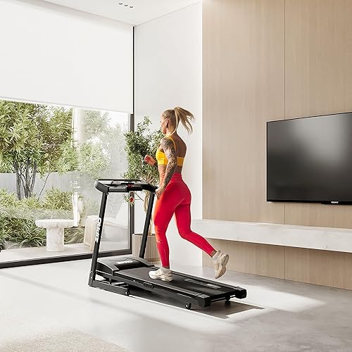 Tapis roulant pieghevole Pulse, con Walking Pad fino a 130 kg, velocità 1-12 km/h, motore da 1.5 CV, 15 livelli di inclinazione, cyclette con 12+3 programmi di allenamento, display LED - Ysert