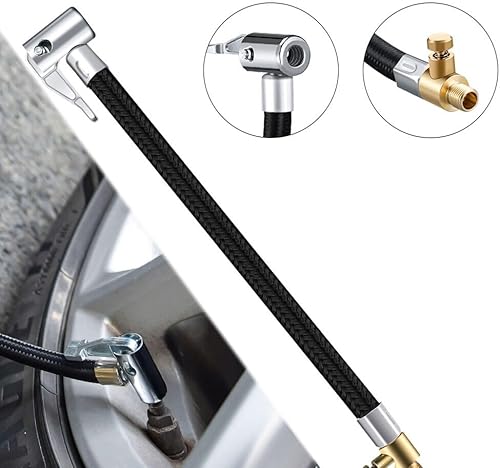 Chuck di bloccaggio del pneumatico con tubo flessibile di gomma, adattatore del tubo flessibile della pompa dell'gonfiatore pneumatico con adattatori della valvola per auto, bicicletta, palla (23.5cm) - Ysert