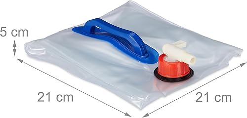 Relaxdays Set da 4 Taniche Pieghevoli, in Plastica Senza BPA, con Manici, Rubinetto, Tappo a Vite, da 10 L, Trasparente, 25 x 23 x 23 cm - Ysert