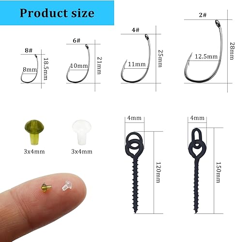 154 Pezzi Viti Esche da Pesca Set, 50 Pezzi Vitis per Esches da Pescà, 100 Pezzi Ganci Ferma Perline in Gomma,4 Pezzi Vities Eschè da Pescas Gancio,Carpfishing Accessori - Ysert