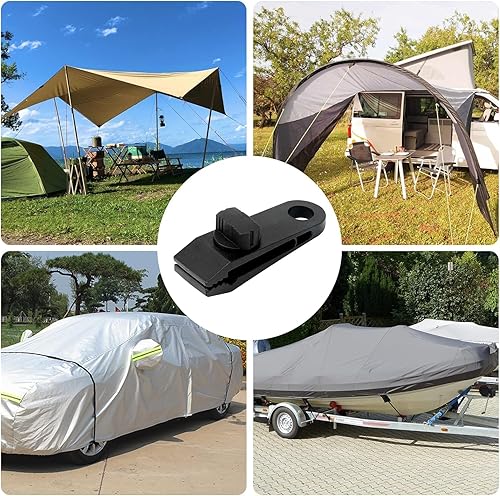 12 Pezzi Tarp Clips per Tenda, Clip in Plastica per Panno Protettivo, Multifunzionale Clip per Teloni di Fissaggio, per Ombra Impugnatura per Tende Sole Morsetti per Tende, Nero - Ysert