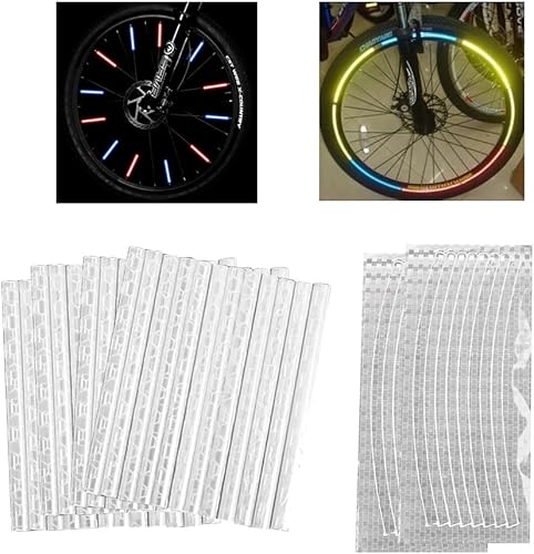 48 Pezzi Raggi Riflettenti per Biciclette,Riflettori per Raggi della Bicicletta visibilità a 360°,Catarifrangenti Bici Colorati Set, Includere 2 Pezzi Adesivi Catarifrangenti - Ysert